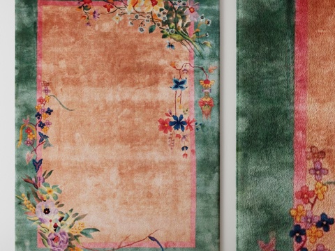  新中式地毯 方形地毯 布艺地毯 卧室地毯 客厅地毯3d模型 