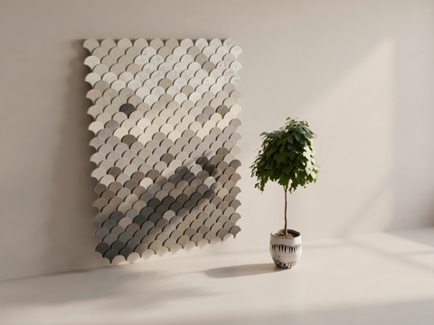 扇形渐变背景墙su模型