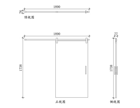 壁挂式推拉门立面图 壁挂式推拉门大样图 壁挂式推拉门详图cad施工图