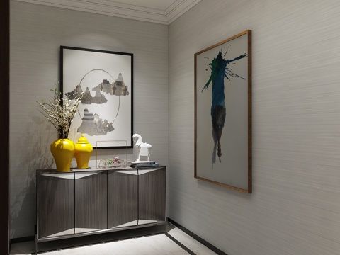  新中式玄关走廊端景台3d模型 