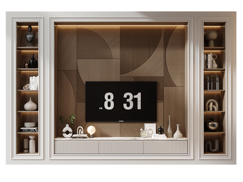  电视背景墙3d模型 