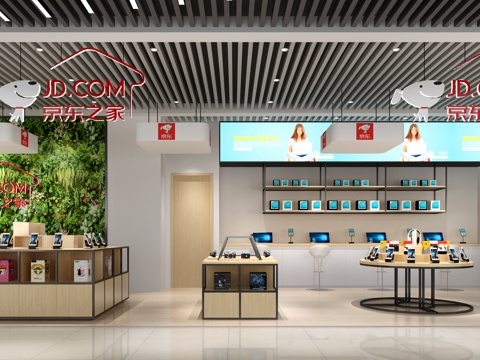  现代手机店 展柜 货架3d模型 