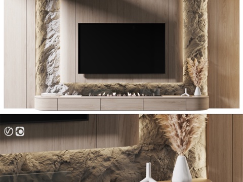  现代电视背景墙3d模型 