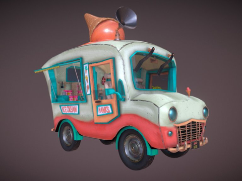  冰淇淋卡车3d模型 