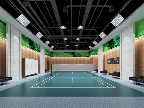  工业风羽毛球馆3d模型 