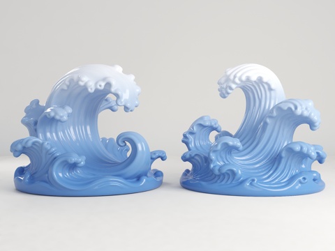 现代雕塑 景观雕塑 浪花雕塑 海浪雕塑 雕塑小品 海洋元素雕su模型