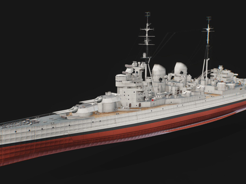  胡德号战列舰1942改装3d模型 