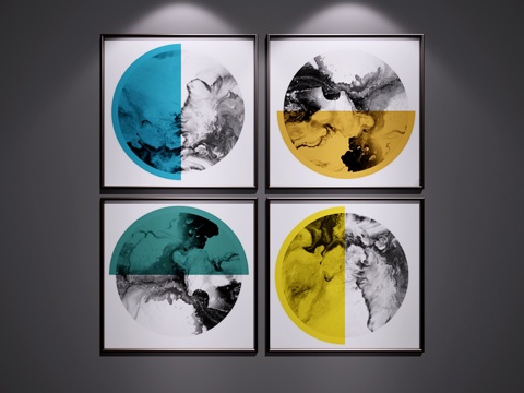  新中式装饰挂画3d模型 