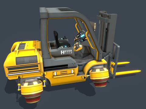  科幻悬浮叉车3d模型 