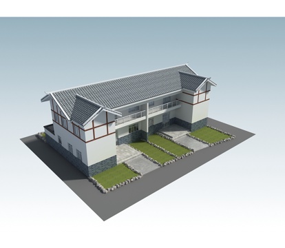  传统中式农村别墅3d模型 