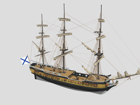  俄罗斯群岛护卫舰圣尼古拉3d模型 