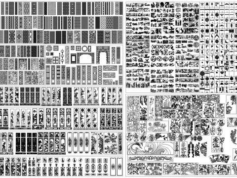 中式欧式法式雕花角线构件线条花纹图案CAD素材图库cad施工图