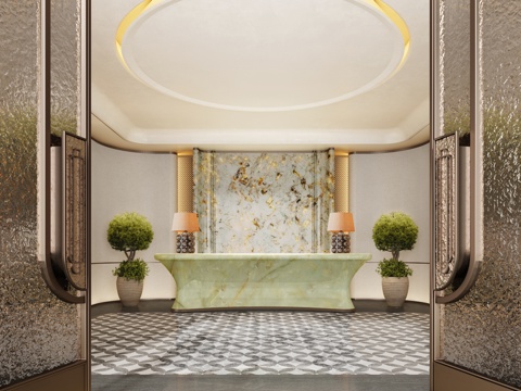 现代售楼处前台  接待厅 前厅水吧区 酒店大堂吧 水吧台 咖su模型