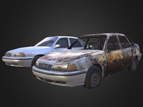  前后对比汽车3d模型 