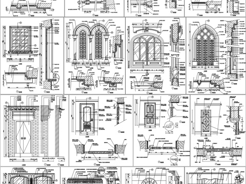 门窗节点木门窗欧式门窗装饰门剖面详图节点大样CAD素材图库cad施工图cad施工图