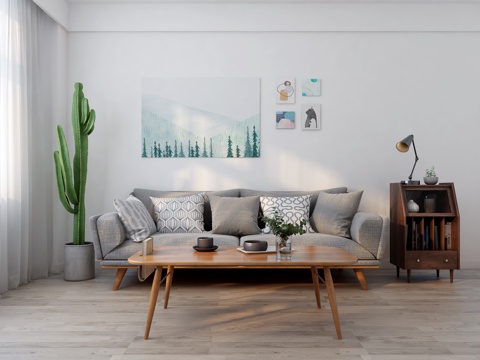  北欧原木家具 茶几 杂志柜 电视柜3d模型 