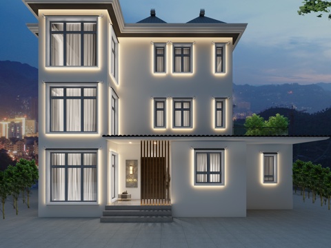  现代别墅外景3d模型 