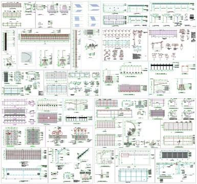 非机动车停车棚机动车棚雨棚自行车棚停车位节点大样图CAD素材cad施工图cad施工图