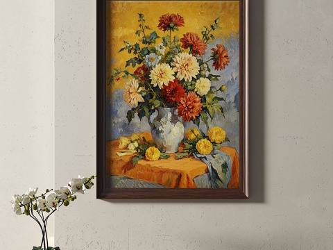  复古，中古，装饰画3d模型 