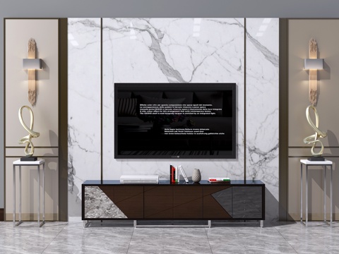  现代电视背景墙 中式电视背景墙 北欧电视背景墙 现代电视3d模型 