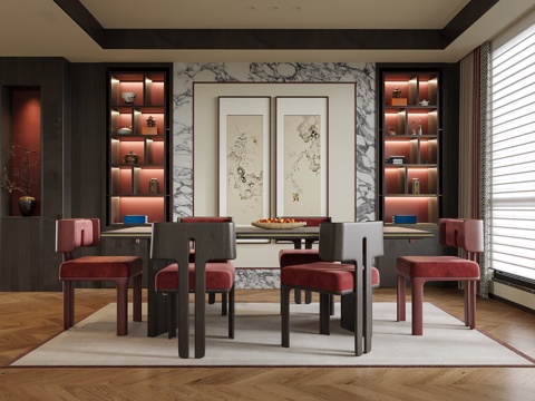  现代餐厅 餐桌椅3d模型 