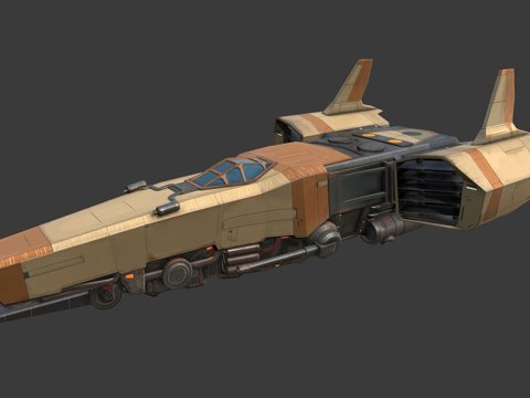  无主之地风格太空船3d模型 