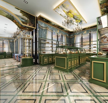  欧式古典面包店 面包柜 前台3d模型 