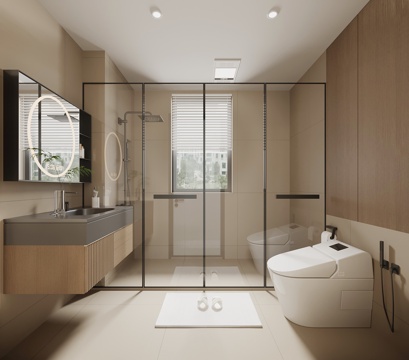  现代卫生间 浴室柜 马桶3d模型 