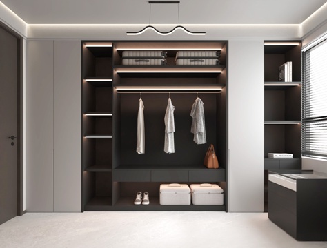  现代衣帽间3d模型 
