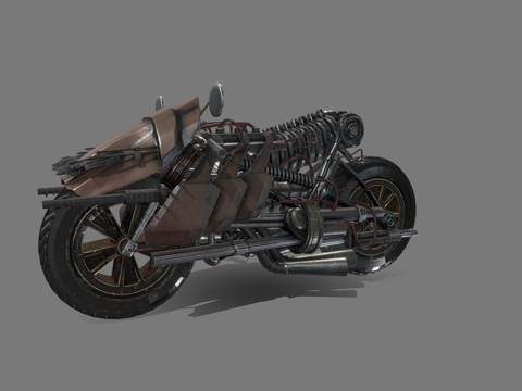  后末日摩托车低模3d模型 