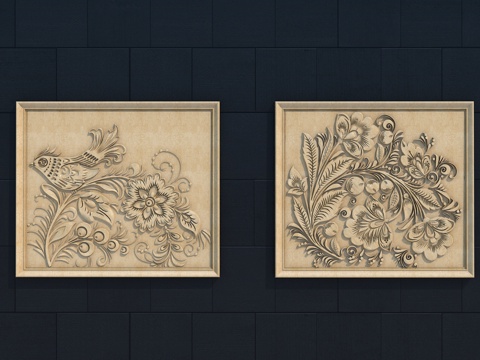  新中式浮雕3d模型 