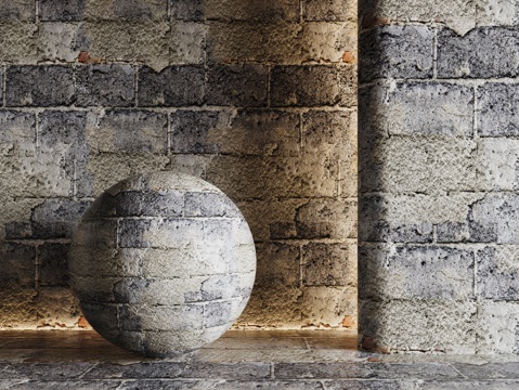  现代砖墙 青石砖墙 脏旧砖墙 仿古砖墙 工业砖墙3d模型 