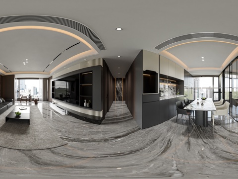  现代轻奢全景客餐厅 