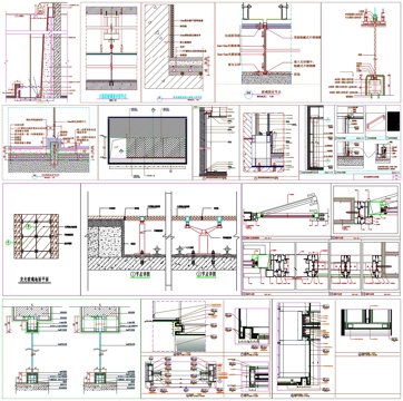 玻璃隔断玻璃门节点大样图CAD素材图库cad施工图