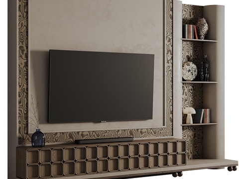  电视背景墙3d模型 