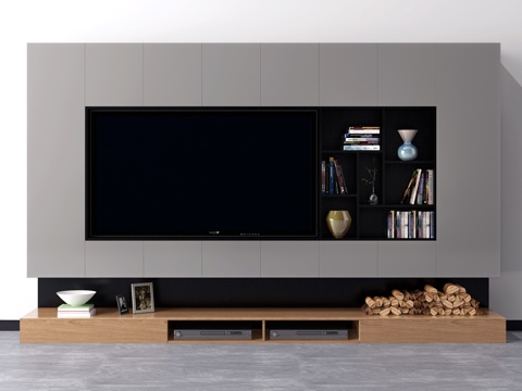  现代电视背景墙 电视柜3d模型 