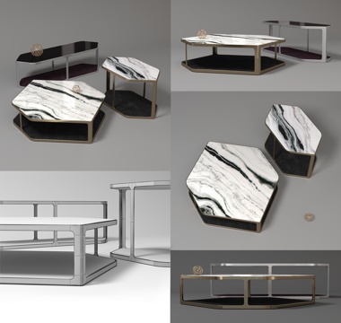  现代金属茶几台3d模型 