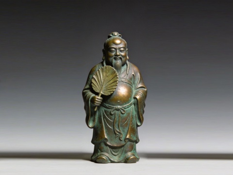 汉钟离青铜雕塑人物摆件su模型