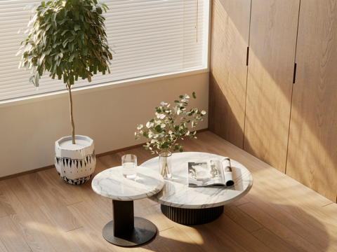 现代茶几 子母几su模型