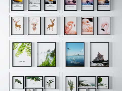  现代装饰挂画组合3d模型 