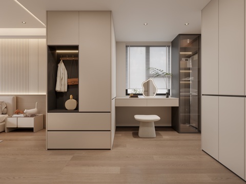  现代卧室衣帽间3d模型 