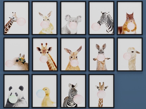  现代动物装饰画 挂画 壁画3d模型 