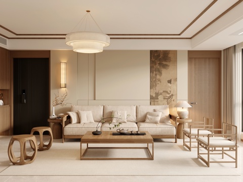  新中式客餐厅 宋史美学客餐厅 开放厨房 干区3d模型 