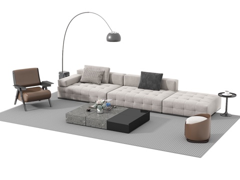  现代沙发茶几组合3d模型 