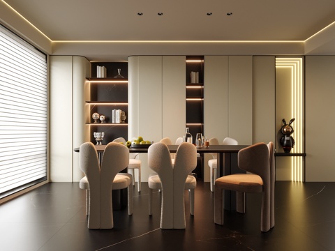  现代餐厅3d模型 