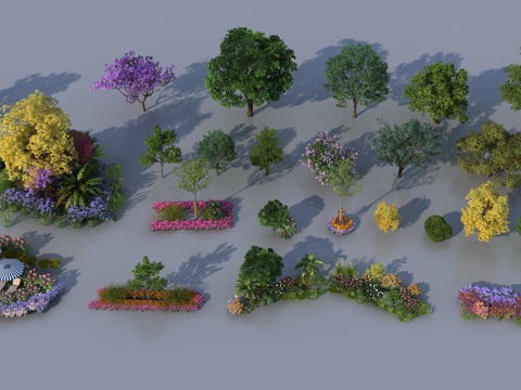  现代植物 树 花卉 景观小品 园森景观 植物组合 景观组3d模型 