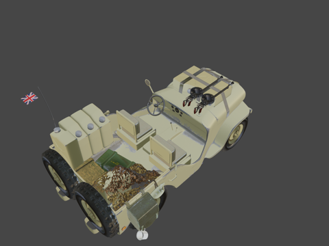  威利斯吉普车SAS沙漠巡逻车3d模型 