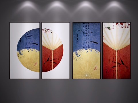  传统中式装饰挂画 水墨画 端景画 艺术画3d模型 