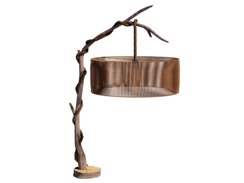 台灯 装饰灯具 氛围灯具 藤编台灯su模型