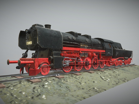  BR52蒸汽机车动画3d模型 